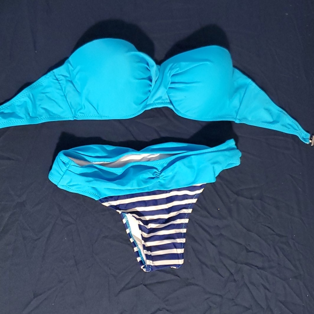 Blue striped Bikini sz M